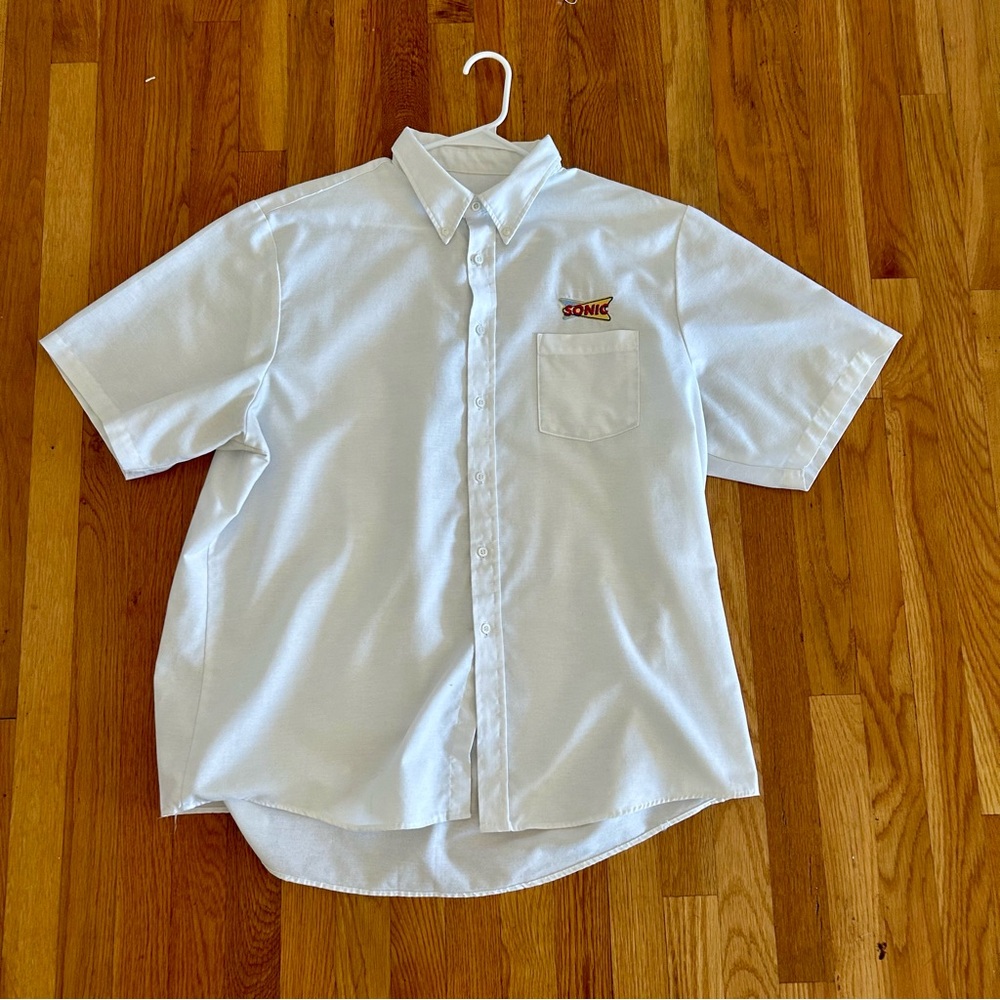 Sonic Drive in White Button Down Short Sleeve Employee Shirt Unisex 2XL